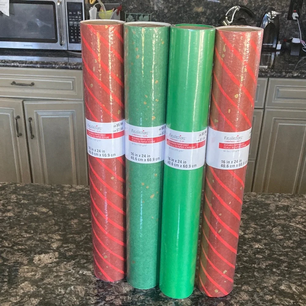 RECOLLECTIONS ASSORTED SHIMMER/TEXTURED PAPER ROLLS 1 6x24” LOT OF 4 NWT
